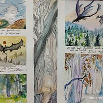 Meu projeto do curso: Ilustração surrealista com aquarela e tinta. Drawing, Fine Arts, Traditional illustration, Painting, and Watercolor Painting project by Katherine - 11.25.2024