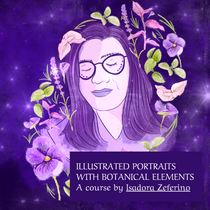 Illustrated Portrait with Botanical Elements, by Aline Carbonaro. Digital Drawing, Traditional illustration, Botanical Illustration, and Digital Illustration project by Aline Carbonaro - 12.01.2024