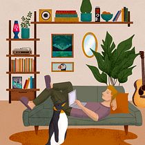 Armin with his Penguin. Un progetto di Disegno digitale, Illustrazione digitale, Disegno e Illustrazione tradizionale di hana.huric - 03.12.2024