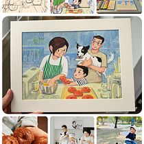 A family in the kitchen. Un proyecto de Diseño de personajes, Dibujo, Ilustración tradicional y Sketchbook de whitenoon2022 - 07.12.2024