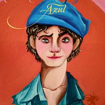 Portada "El chico del gorro azul". Fine Arts, Traditional illustration, Painting, Oil Painting, and Editorial Illustration project by Agustin Mendoza - 12.07.2024
