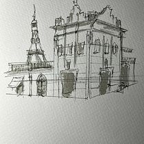 My project for course: Architectural Sketching with Watercolor and Ink. Drawing, Watercolor Painting, Architectural Illustration, Sketchbook, Ink Illustration, and Sketching project by Virginia Da Costa Jardim-Waldron - 12.08.2024
