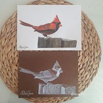 Cardenal rojo en positivo y negativo . Botanical Illustration, Drawing, Fine Arts, Traditional illustration, Naturalistic Illustration, Painting, and Watercolor Painting project by Nathalia Freire Iturriaga - 12.10.2024