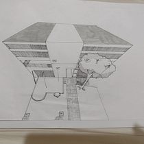 bloco faculdade. Architectural Illustration, Architecture, Drawing, and Sketching project by biaz_ferreira - 12.11.2024