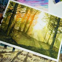 Minha paisagem dos sonhos ficou assim.... Un projet de Peinture , et Aquarelle de Éder Luciano Barbosa - 11.12.2024