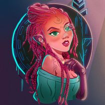 Animated cyborg girl. Design de personagens, Desenho digital, Ilustração digital, e Pintura digital projeto de Justina Žėkienė - 12.12.2024