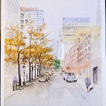 Dorados urbanos Ein Projekt aus dem Bereich Aquarellmalerei, Bildende Künste und Architektonische Illustration von Pablo BARROSO - 13.12.2024