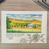 Rosa rosa - Casa in campagna.. Traditional illustration, Architectural Illustration, Watercolor Painting, and Sketchbook project by fabiowolfdinola - 12.16.2024