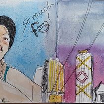 Urlaubserinnerung: Verkehrschaos in Vietnam macht riesig Spaß!. Esboçado, Criatividade, Desenho, Ilustração tradicional, Pintura em aquarela, e Sketchbook projeto de christina_definis - 18.12.2024