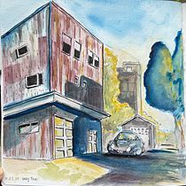 Ballard - Seattle. Drawing, Ink Illustration, Painting, Sketchbook, Sketching, and Watercolor Painting project by Lucy Tan - 12.24.2024