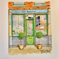 Bookstore. Ilustração arquitetônica, Desenho, Pintura, e Pintura em aquarela projeto de elisanegrecchi - 26.12.2024