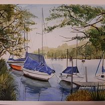 waterscape/nautical theme. Naturalistic Illustration, Painting, and Watercolor Painting project by Wafa Saeed - 12.27.2024