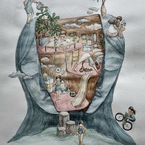Il mio progetto del corso: Illustrazione surreale con acquerello e inchiostro. Drawing, Fine Arts, Traditional illustration, Painting, and Watercolor Painting project by Serena Bastianelli - 01.23.2025