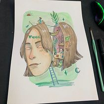 Projeto ilustração surrealista Isabelle. Drawing, Fine Arts, Traditional illustration, Painting, and Watercolor Painting project by Isabelle Dutra - 12.31.2024