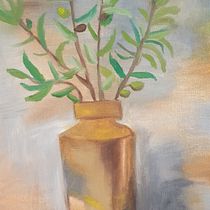 Olive branch. Fine Arts, Painting, and Oil Painting project by skmc_shop - 01.01.2025