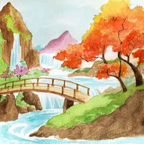 Ilustración tipo Japonesa en Acuarela . Drawing, Traditional illustration, and Watercolor Painting project by Laura Villela - 01.04.2025