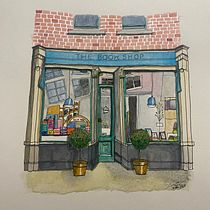 My version of the bookshop SC. Ilustração arquitetônica, Desenho, Pintura, e Pintura em aquarela projeto de Stephania Cagua - 05.01.2025