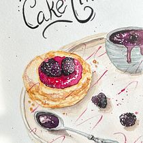 Watercolor blackberry danish pastry. Projekt z dziedziny  Sztuki piękne, Trad, c, jna ilustracja,  Malarstwo i Malowanie akwarelą użytkownika vidjy - 06.01.2025