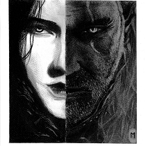 Yen and Geralt fan art. Fine Arts, Drawing, Artistic Drawing, Portrait Drawing, Realistic Drawing, and Traditional illustration project by lilithlily - 01.07.2025
