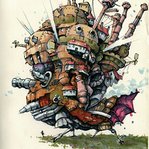 Howl's Moving Castle Ein Projekt aus dem Bereich Architektonische Illustration, Zeichnung, Illustration mit Tinte, Sketchbook und Skizzenentwurf von paperammi - 08.01.2025