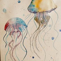 Medusas en acuarela . Fine Arts, Painting, Traditional illustration, and Watercolor Painting project by florcitatroglio - 01.08.2025