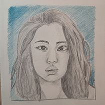 Ragazza su sfondo blu. Artistic Drawing, Drawing, Portrait Drawing, Sketchbook, and Sketching project by mirko_baggio - 01.08.2025
