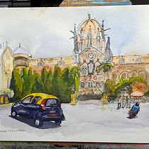 Mumbai: the Victoria train station. Un progetto di Pittura e Pittura ad acquerello di Steve Kotrch - 10.01.2025