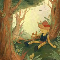 Lonely Pinocchio. Children's Illustration, Digital Illustration, Digital Painting, and Picturebook project by Mary-Pier St-laurent - 01.10.2025