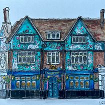 The Rabbit Hole Pub Streatham SW16 London. Ilustração arquitetônica, Desenho, Pintura, e Pintura em aquarela projeto de petportraits_tlc - 11.01.2025