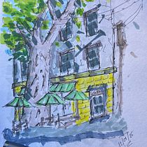 Tarde bajo el árbol  Ein Projekt aus dem Bereich Architektonische Illustration, Zeichnung, Illustration mit Tinte, Sketchbook und Skizzenentwurf von andresfelipemleal - 13.01.2025