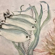 Mon fond marin avec banc de poissons. Un projet de Illustration traditionnelle, Illustration naturaliste, Peinture , et Aquarelle de manonthorel2182 - 13.01.2025