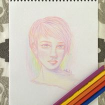Blue. Desenho com lápis de cor, Desenho, Desenho de retrato, e Sketchbook projeto de valemedu13 - 13.01.2025