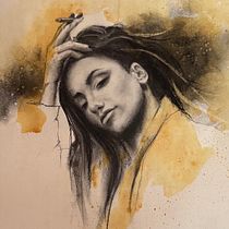 Attitude: Girl with cigarette - charcoal, watercolour and acetone.. Fine Arts, Drawing, Artistic Drawing, Portrait Drawing, Realistic Drawing, and Traditional illustration project by sharyn.hansen - 01.14.2025