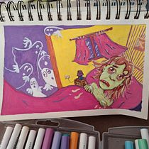 Self-with-a-flu portrait. Un projet de Créativité, Dessin, Illustration traditionnelle , et Carnet de croquis de Noa Sagi Finci - 15.01.2025