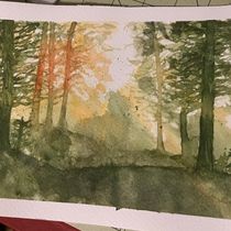 Final project- dreamy watercolor landscapes. Painting, and Watercolor Painting project by hlschneider - 01.16.2025