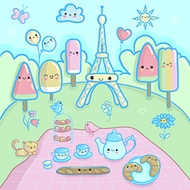 Picnic in Paris. Character Design, Digital Illustration, and Manga project by marielleasnel - 01.17.2025