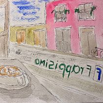 Cafe in Frappisimo!. Esboçado, Criatividade, Desenho, Ilustração tradicional, Pintura em aquarela, e Sketchbook projeto de Rafael Reyna-Hurtado - 18.01.2025