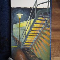 some stairs. Architectural Illustration, Gouache Painting, Painting, Sketchbook, Sketching, and Fine Arts project by Jascha Süßmilch - 01.18.2025