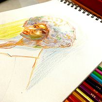 La donna dalle mille sfumature. Desenho com lápis de cor, Desenho, Desenho de retrato, e Sketchbook projeto de Alice Giardina - 22.01.2025