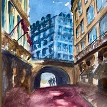 City atmosphere . Sketching, Drawing, Traditional illustration, Architectural Illustration, Watercolor Painting, and Sketchbook project by el_savita - 01.23.2025