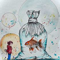 How to set a  friend free. Artistic Drawing, Character Design, Fine Arts, Painting, Portrait Drawing, and Watercolor Painting project by Sabine Nimz - 01.25.2025