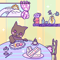Cheeky Choco Kitty (•˕ •マ.ᐟ. Character Design, Digital Illustration, and Manga project by mixim_mini - 01.27.2025