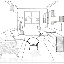 Interior en perspectiva Ein Projekt aus dem Bereich Architektur, Zeichnung, Traditionelle Illustration und Architektonische Illustration von Natalia Alfaro Alfaro - 28.01.2025