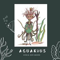 AQUARIUS the king of the sees Ein Projekt aus dem Bereich Design von Figuren, Zeichnung, Malerei, Bleistiftzeichnung und Aquarellmalerei von Claudia Ligendza - 02.02.2025