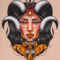 Reina Dorada. Een project van Digitale illustratie, Traditionele illustratie,  Tatoeageontwerp,  Ontwerp y  Artistieke tekening van Yuly Gutierrez Daza - 06.02.2025