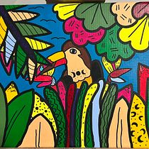 Tukan o zmierzchu. Un projet de Peinture acr, lique, Peinture , et Création de motifs de Agnieszka Piotrowska-Siwińska - 06.02.2025
