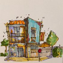 Day 1 of 100 Ein Projekt aus dem Bereich Architektonische Illustration, Zeichnung, Illustration mit Tinte, Sketchbook und Skizzenentwurf von vandaszabados - 10.02.2025
