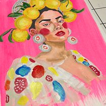Retrato inspirado en la obra de Frida Kahlo. Artes plásticas, Pintura, e Pintura Acrílica projeto de Pepis Herrera - 12.02.2025