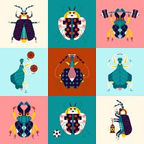 【Course Project】Insect Character Designs with Geometric Shapes. Character Design, Digital Illustration, Drawing, and Vector Illustration project by yzhm - 02.12.2025