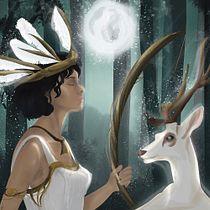 Artemis, goddess of the moon and the hunt. Een project van Ontwerp van personages, Digitale tekening, Digitale illustratie y Traditionele illustratie van Hind Abdolddin - 13.02.2025